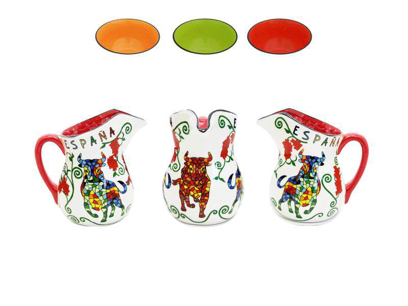 3 Small Milk jugs Gaudi Style Bulls By Olé Mosaic